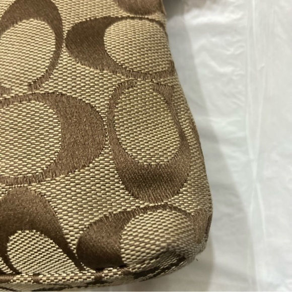 Coach brown khaki pink large wristlet clutch bag